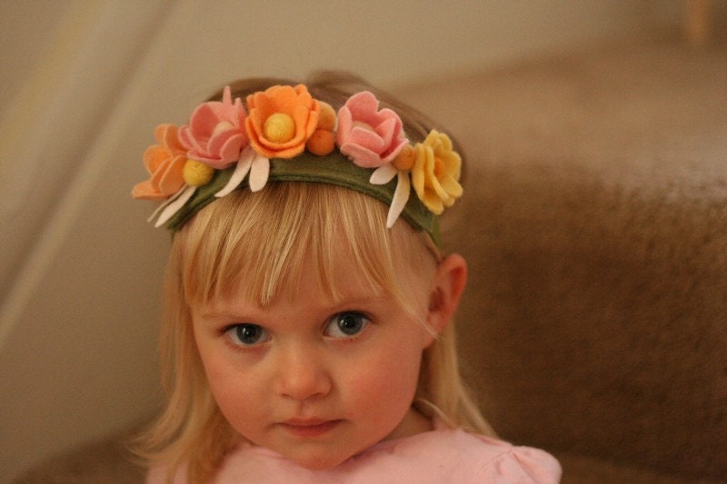Beltane - Flower Fairy Crown - Felted Wool Headband - Wreath