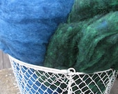 Needle Felting Wool-4oz. Bag--Dark Green and Cobalt Blue