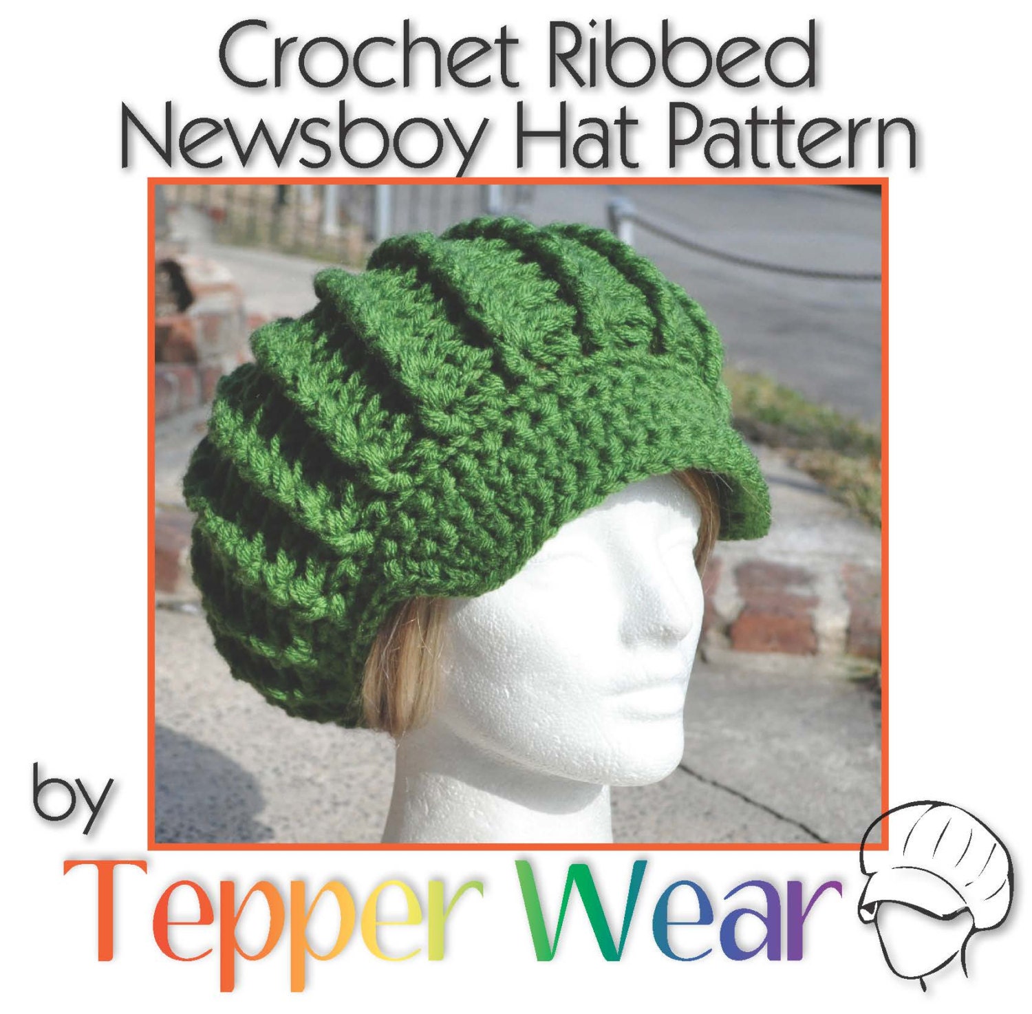 NEW Crochet Hat Pattern - Ribbed Newsboy Hat - Instant Download