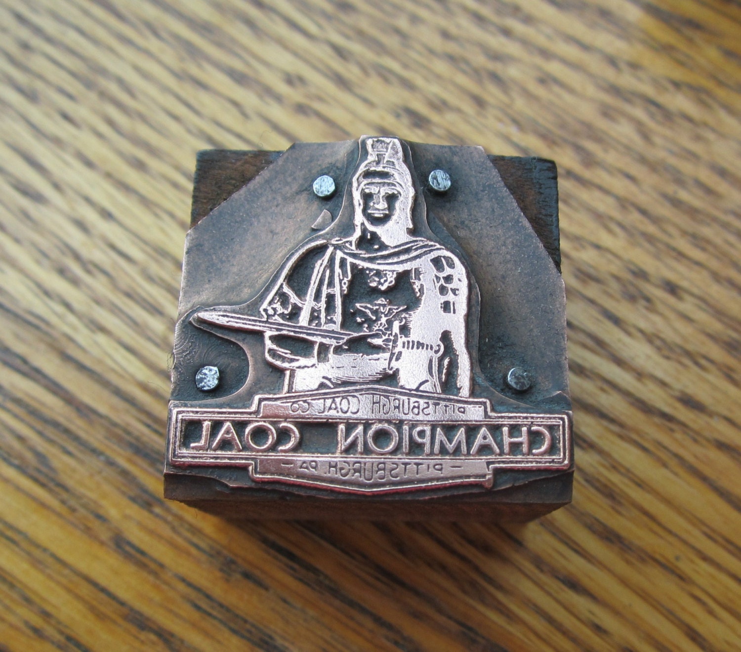 Vintage Letterpress Printers Block Champion Coal of Pittsburgh