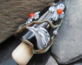 Dark Mushie lampwork focal bead