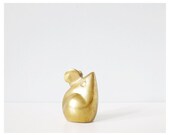 Vintage brass mouse - desk accessory paperweight rattle