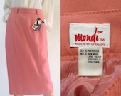 1980s NWT Mondi Salmon Pink Pencil Skirt, Fitted, Size 36