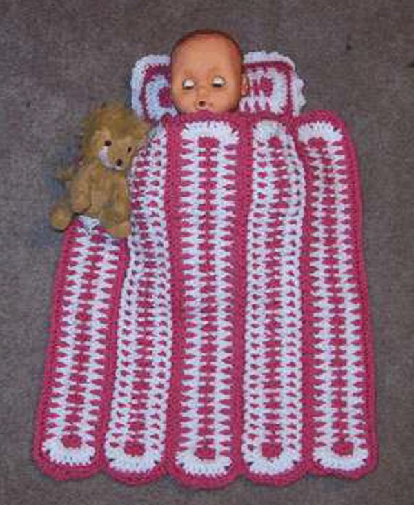Doll Baby Afghan and Pillow Set Crochet Pattern