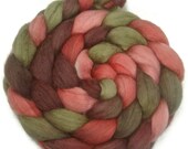 Handpainted Merino Silk 50/50 Wool Roving - 4 oz. PAPER ROSES - Spinning Fiber