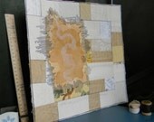 discovering the ways to a perfect day, original stitched fabric collage