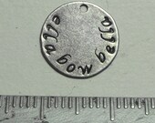 Reserved for Jenni M- CIRCLE 12mm Antiqued Silver plated brass Metal Jewelry Tags stamped brand letters designer shop name - 50 tags