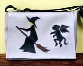 Wicked Witch and Flying Monkey Gray Vinyl Messenger Bag