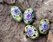 Purple Blue and Green Ceramic Clay  Bead