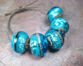 fluid river rock jewels (5) petite lampwork glass beads