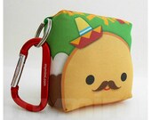 Toy Keychain, Stuffed Toy, Kawaii Print, Carabiner - Senor Taco - Ships June 1st, 2013