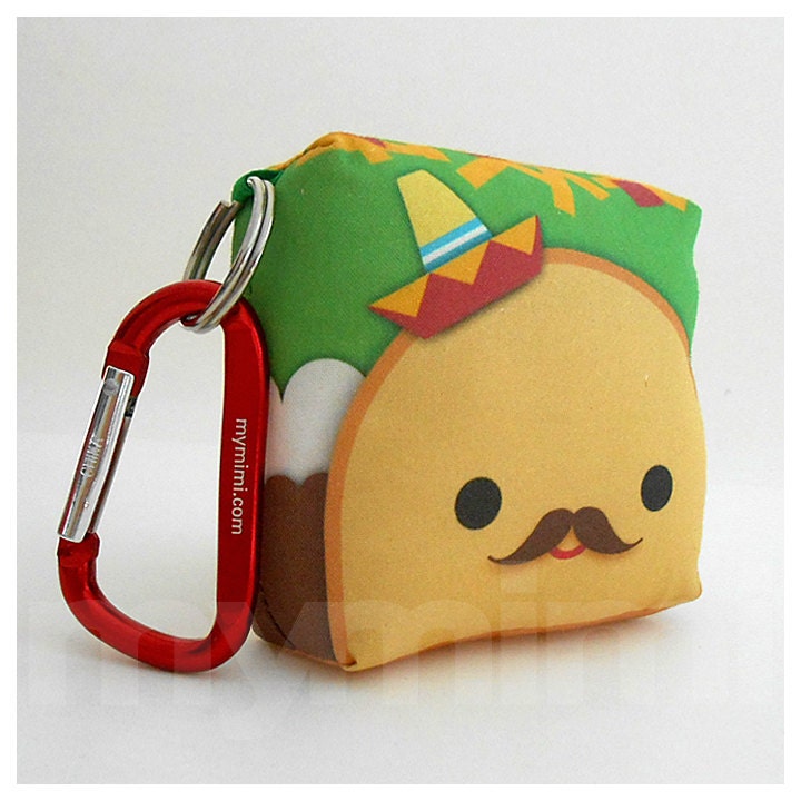 Toy Keychain, Stuffed Toy, Kawaii Print, Carabiner - Senor Taco