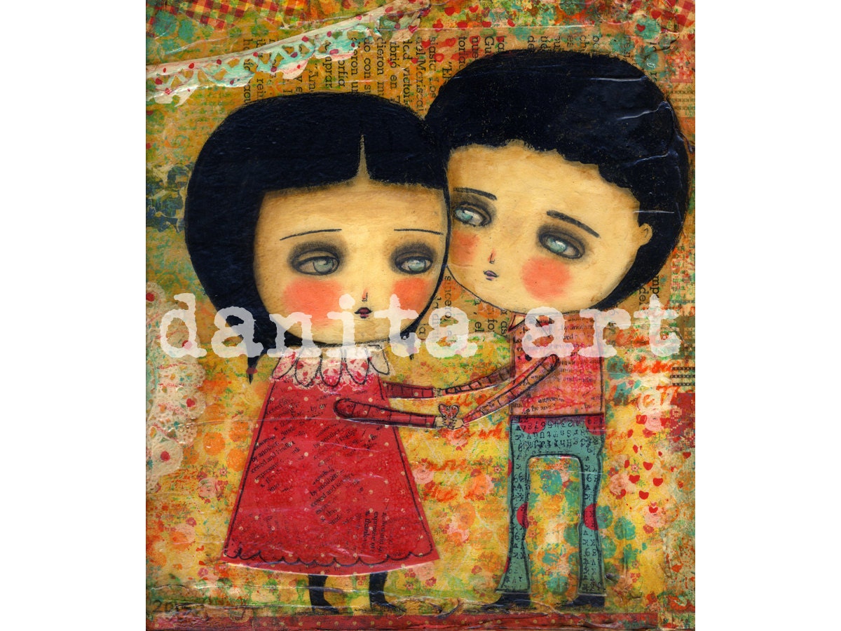 Through Thick and Thin -  Reproduction from Mixed Media Painting by Danita - (8X8 inches)