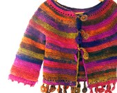 INSTANT DOWNLOAD Crochet pattern Pdf-  Dancing poppies cardigan - Women's sizes xs to xl with short or 3/4 sleeves
