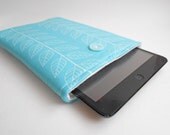 iPad Mini Case, iPad Mini Cover, iPad Mini Sleeve --- Leaf on aquamarine --- Custom sizing available for other Tablets and E-readers