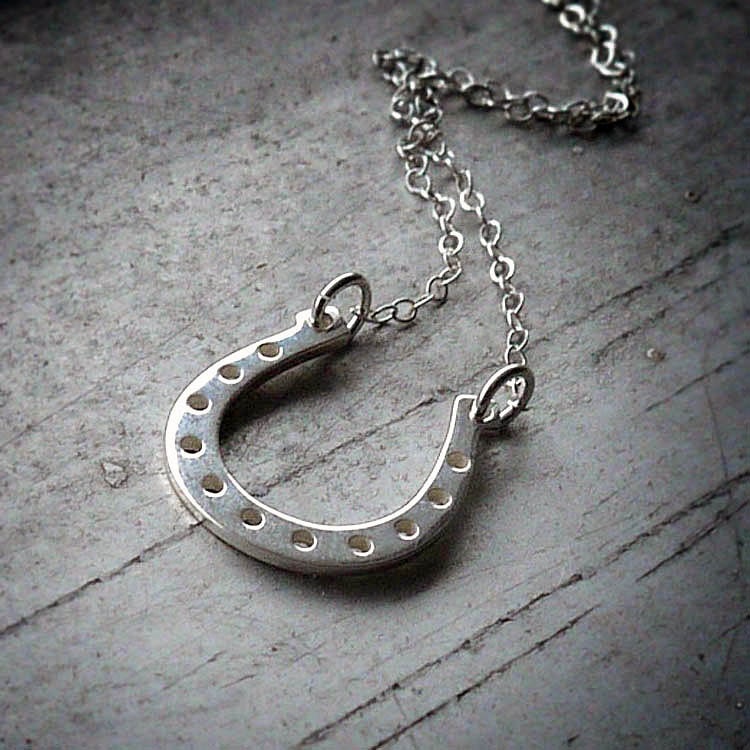 Large Lucky Horseshoe Necklace on Sterling Silver Chain - Lucky Charm, Birthday, Anniversary, New Mom & Baby Gifts