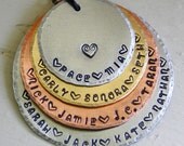 Personalized Necklace - Grandchildren - Hand Stamped Jewelry - Layered Grandmother's Necklace - Mixed Metals - 4 Discs - Many Names