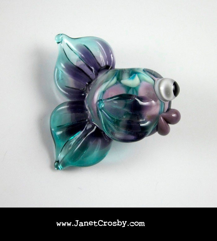 Teal and Purple Fish - Glass Lampwork Fish Bead Pendant