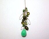 Panthea - Chrysoprase, green tourmaline, vesuvianite, green Peruvian opal, peridot, jade, green garnet, and crystal quartz necklace