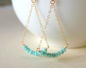 Peruvian Opal swing set earrings . aqua earrings, October birthstone, dainty, gold filled, minimalist earrings, bridesmaid earrings aqua