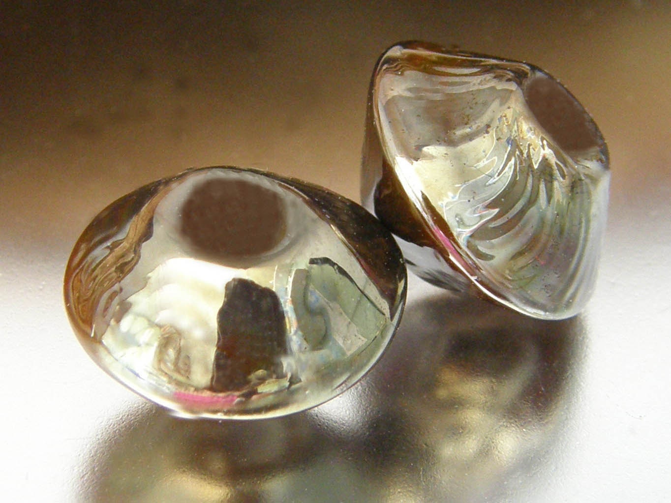 KILLERBEEDZ1 - Salmon Pink - Bicone Lampwork Bead Set