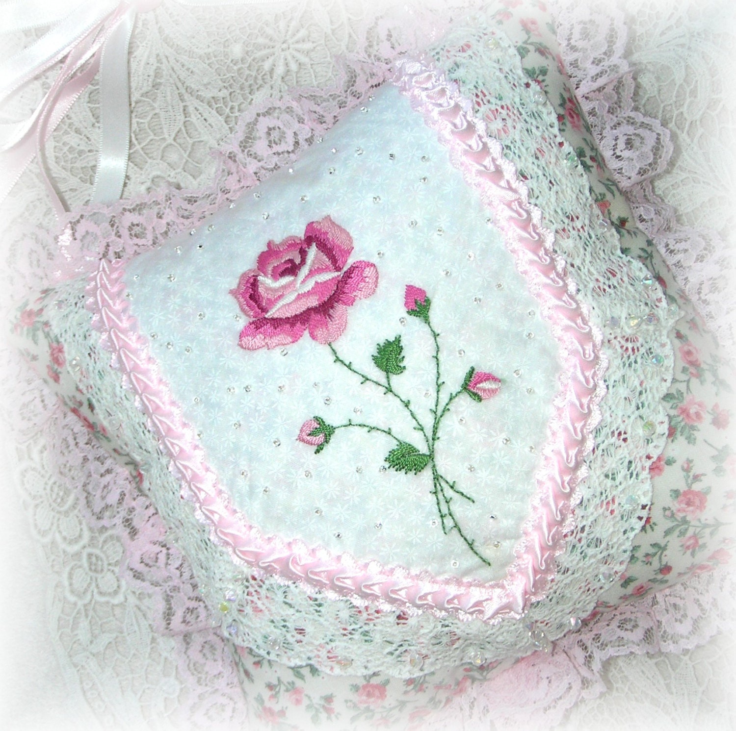 Hanging Pillow Home Decor Pink Valentine Decoration with Roses