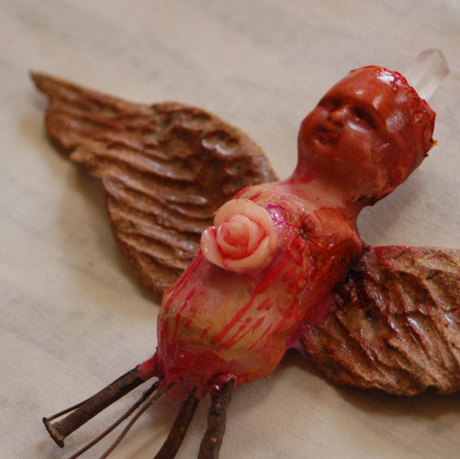 Heart Now Blooming mixed media angel