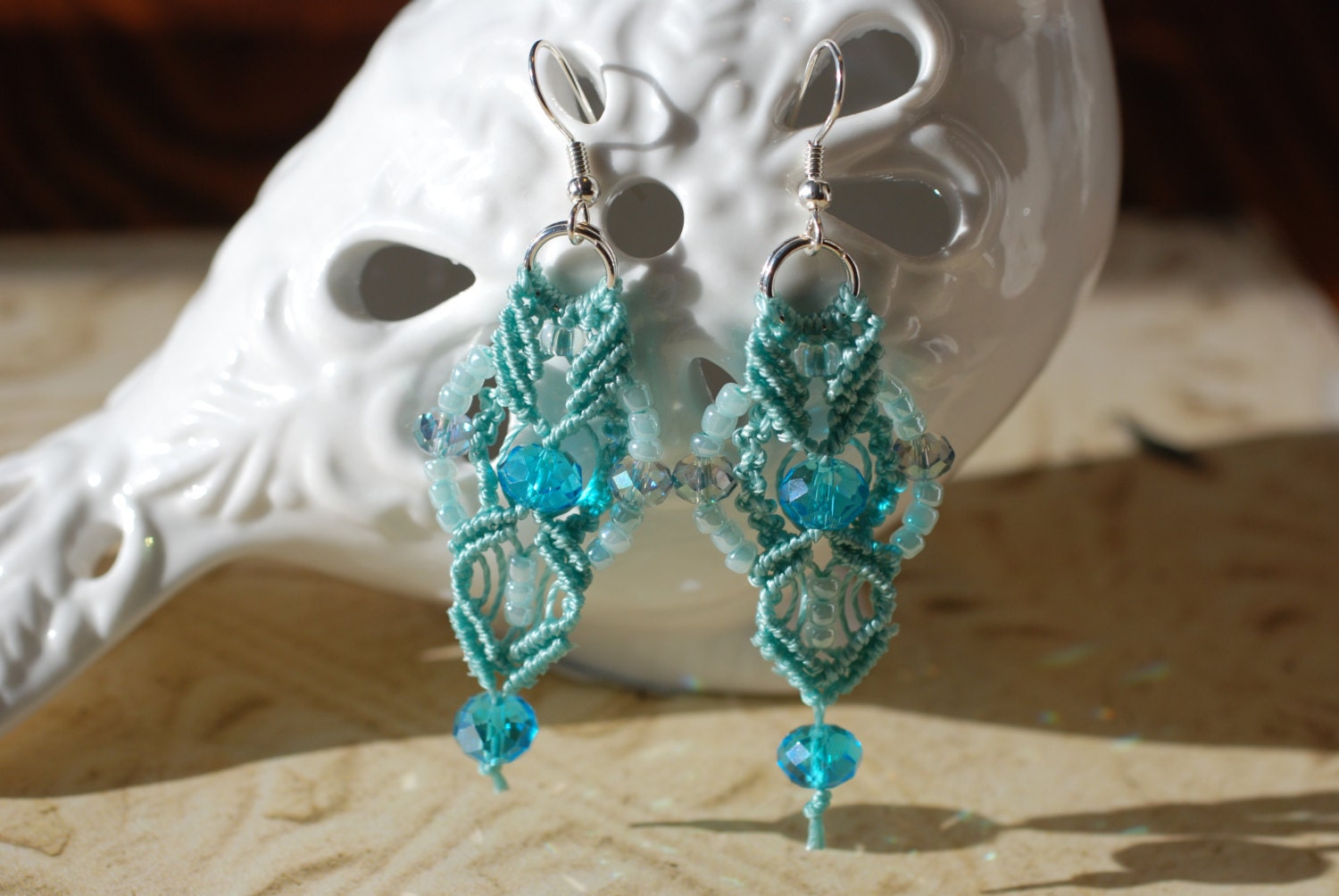 Micro Macrame Earrings with Japanese Seed Beads