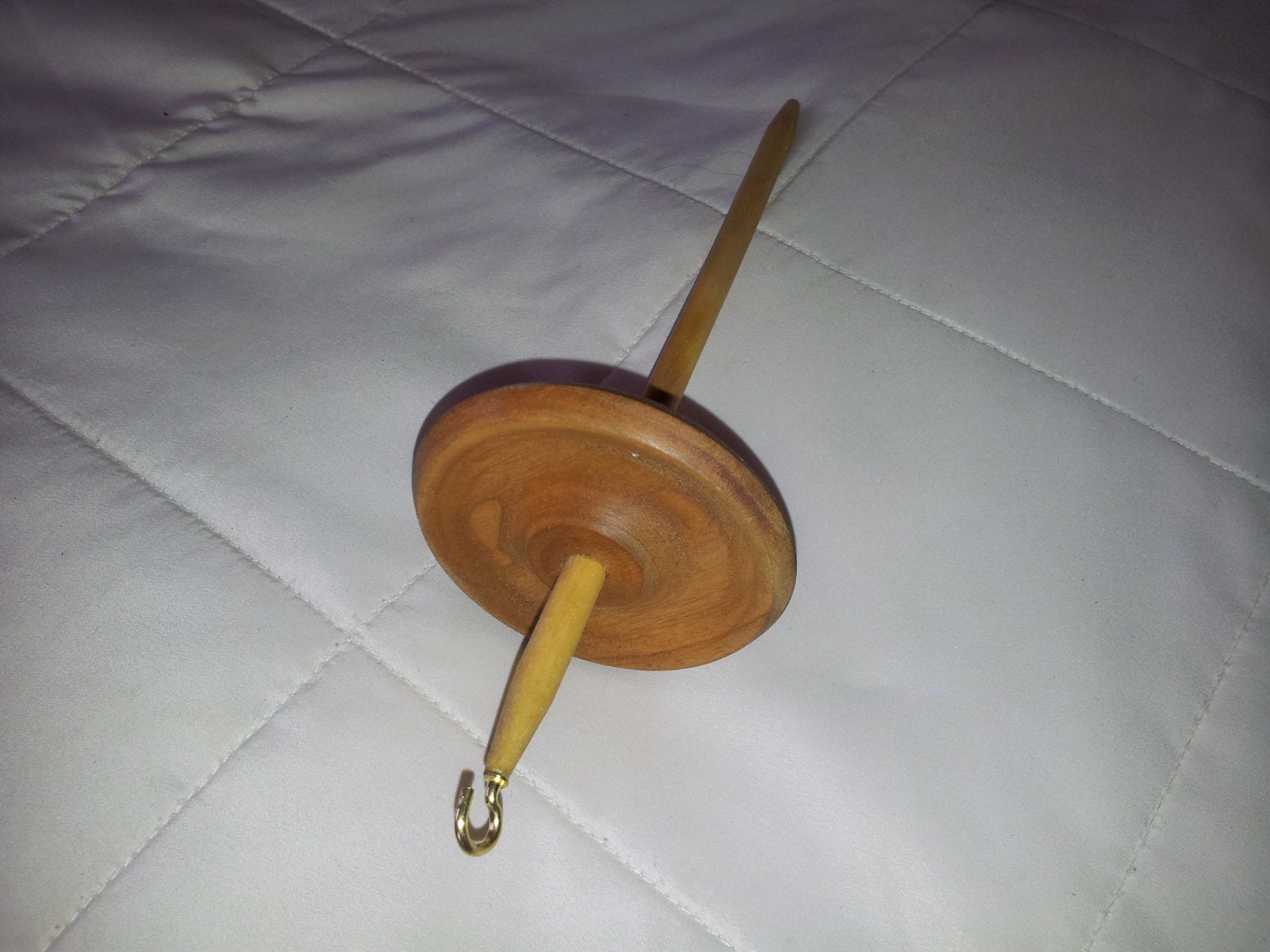 Hand turned cherry drop spindle whorl