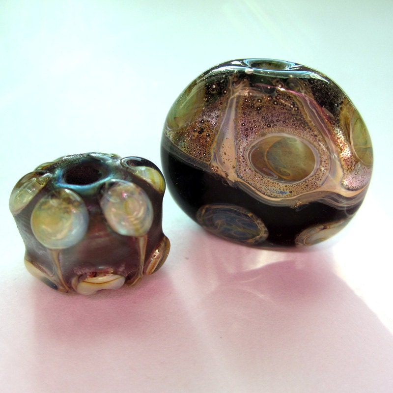 Andromeda  - lampwork bead set - 2 beads
