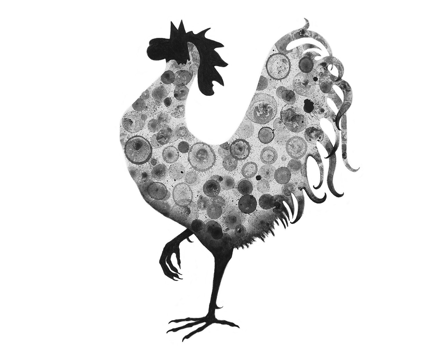 Rooster Bubble Drawing Print