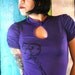 Skelton Key Women's Blouse Limited Edition Vintage Inspired Graphic Purple Keyhole Neckline