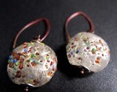 Silver Rainbow Confetti Glass Sugar Bead Earrings