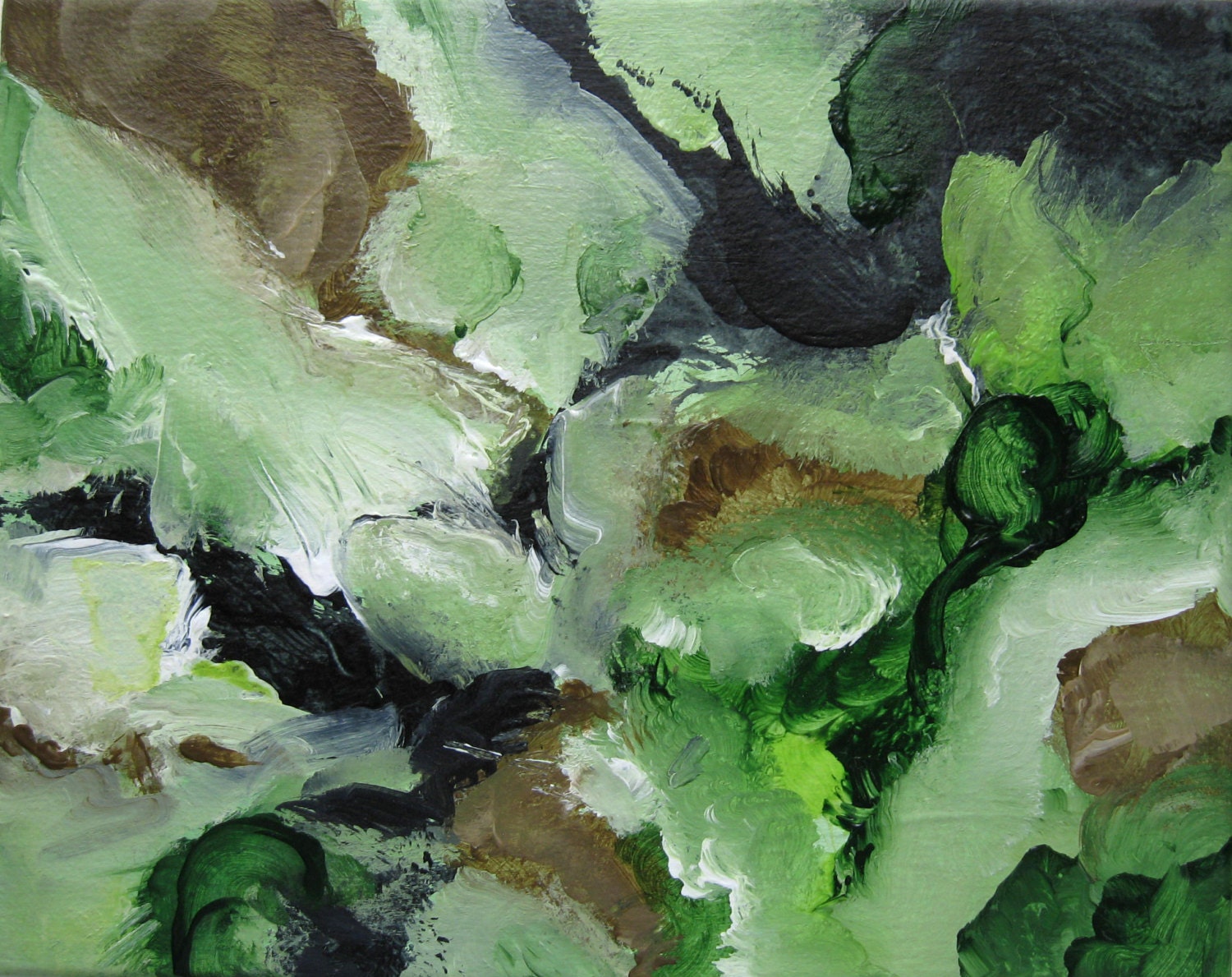 Musing59 Reproduction Print from Original Painting. Green Black