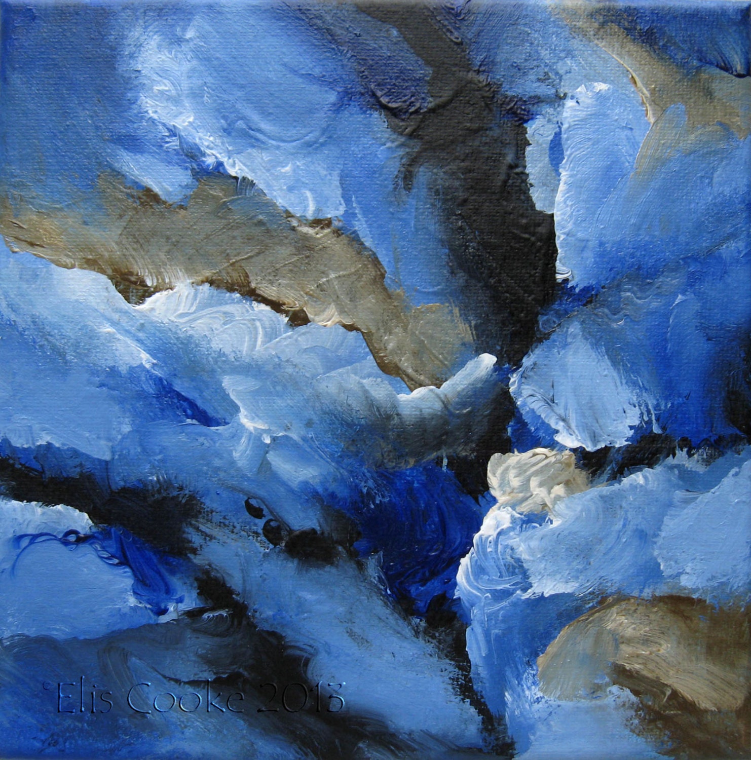 Musing64 Reproduction Print from Original Painting. Blue
