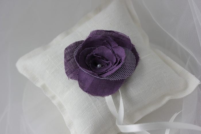 Linen Ring Pillow  -  Wedding Ring Pillow - Ring bearer pillow - Rustic - Ivory RIng pillow MADE TO ORDER