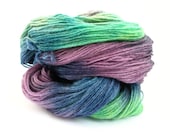 Handdyed sock wool, hand dyed superwash BFL bamboo fingering yarn, 4ply crochet yarn, Perran Yarns, Far Far Away, purple blue green