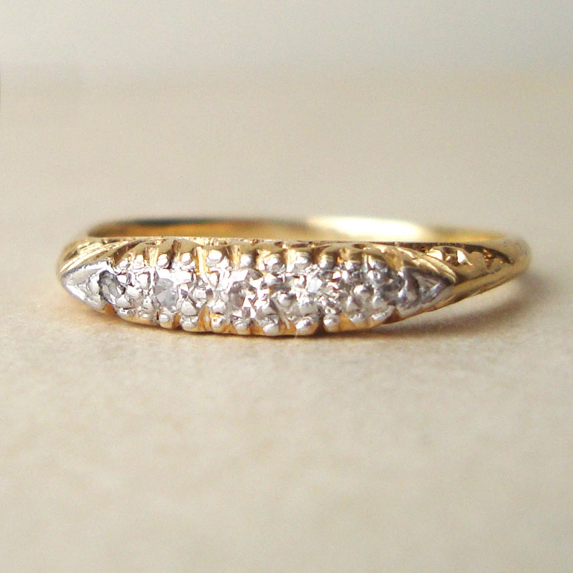 Victorian Diamond Eternity Ring, Antique Diamond Engagement Ring, 18k Gold Diamond Ring, Approx. Size US 6.75 / 7