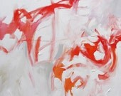 MOVING SALE - Abstract Painting Original Art Modern Expressionism Bold Red and WhiteAcrylic Painting on Canvas by Linda Monfort