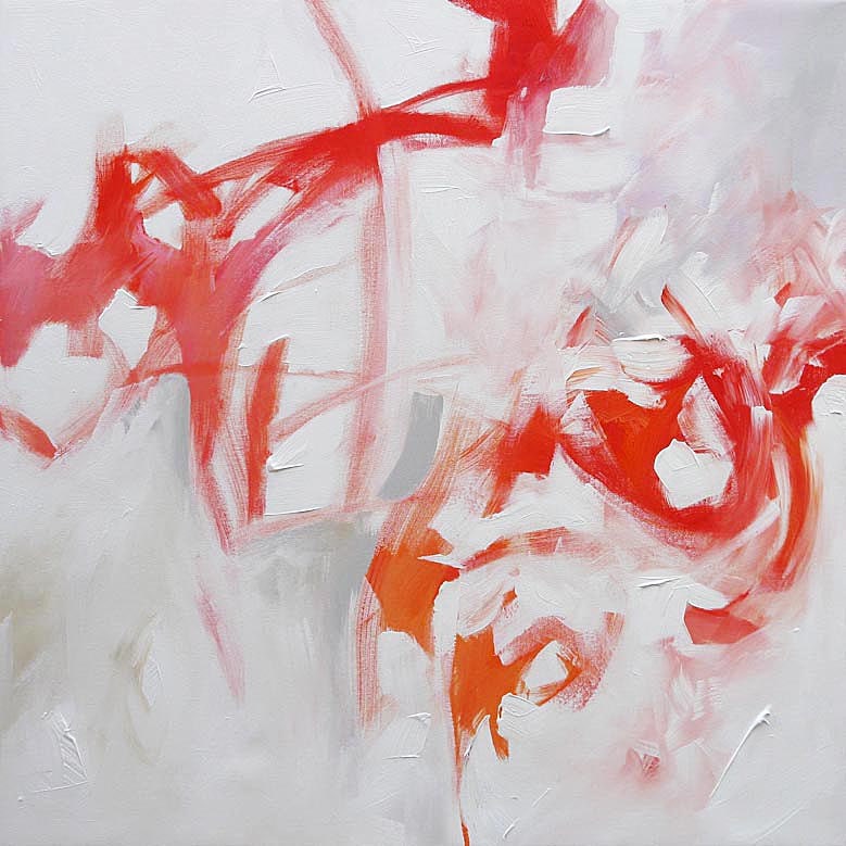 MOVING SALE - Abstract Painting Original Art Modern Expressionism Bold Red and WhiteAcrylic Painting on Canvas by Linda Monfort