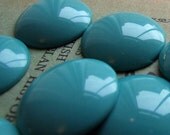 Glossy vintage aqua teal lucite cabochons