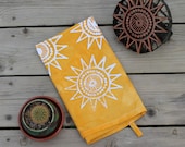 sunshine tea towel hand printed batik. made to order