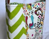 Little Girls Bag or Purse - Modern Bird with Green Chevron