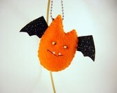 Batling - Orange & Glittered Black - Keychain Plush Charm Ornament