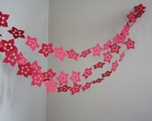 red flower paper garland. 10 ft.  wedding decoration, bunting, photo prop, party decoration, wedding garland, custom colors