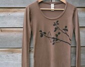 Womens Tshirt - Long Sleeve - Organic Cotton - Earth Brown M  L XL - SALE 15% OFF
