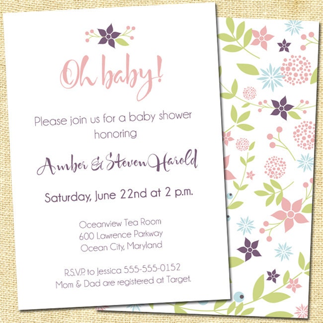 Dainty Floral Baby Shower Invitation