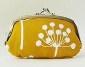 kiss lock coin purse with divider - flowers on mustard - oktak