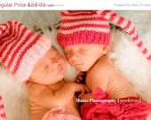 SALE 1 PiNK Newborn Girl Baby Hat PHoTo PRoP Munchkin Stripe Long Tail Stocking Cap PiCk CoLors Knit to Order EaSTeR SPRiNg SuMMeR Take Hom