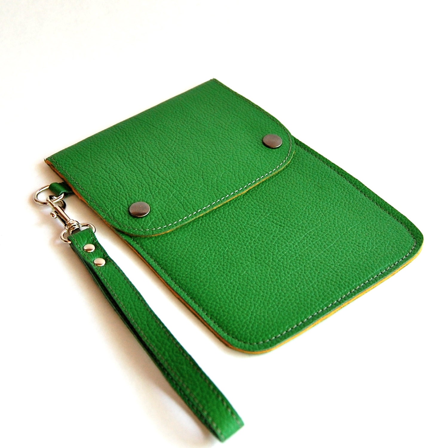 Felt and Salvaged Leather Kindle eReader Cover Kelly Green